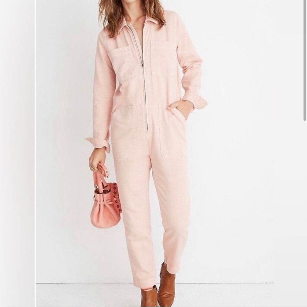 MADEWELL // Front Zip Pale Pink Jumpsuit // S